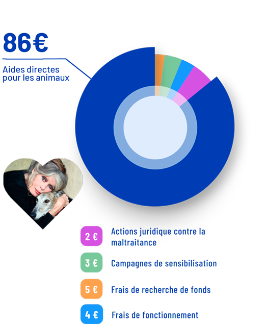 Graphique illustrant la répartition d’un don de 100 €